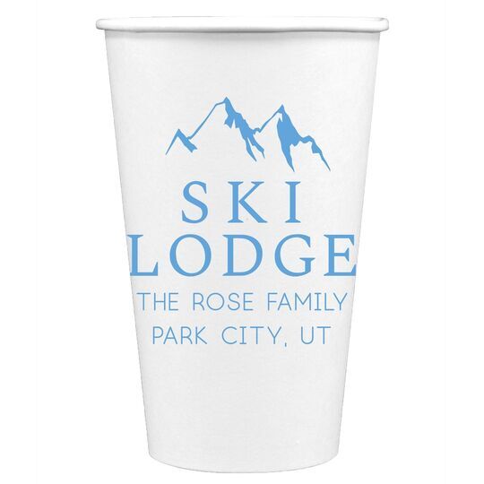 Mountain Ski Lodge Paper Coffee Cups